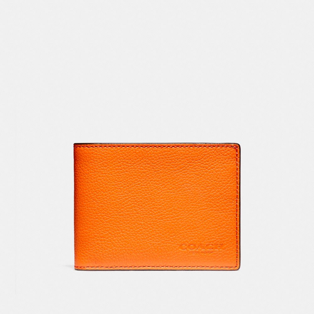 COACH SLIM BILLFOLD WALLET IN COLORBLOCK LEATHER - CORAL - f12020