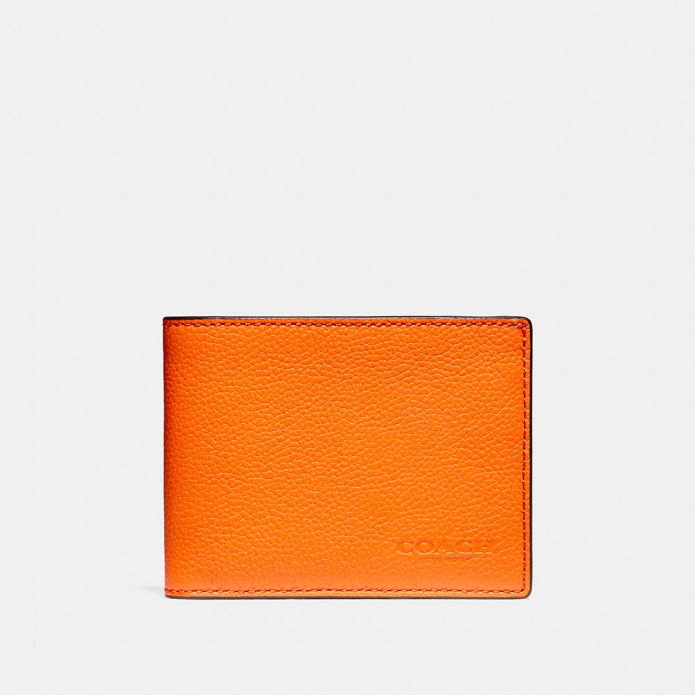 COACH F12020 - SLIM BILLFOLD WALLET IN COLORBLOCK LEATHER CORAL