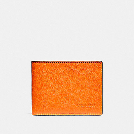 COACH F12020 SLIM BILLFOLD WALLET IN COLORBLOCK LEATHER CORAL