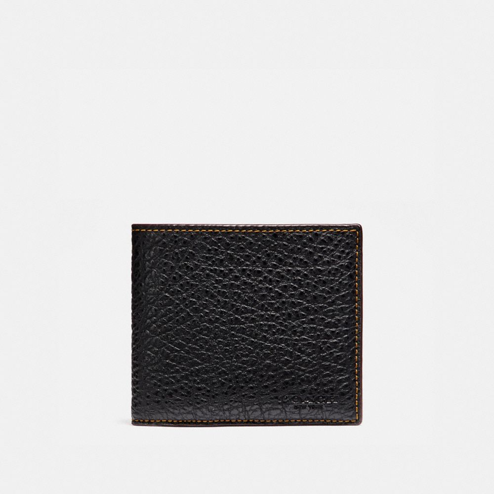 DOUBLE BILLFOLD WALLET IN BUFFALO EMBOSSED LEATHER - COACH f12021  - BLACK