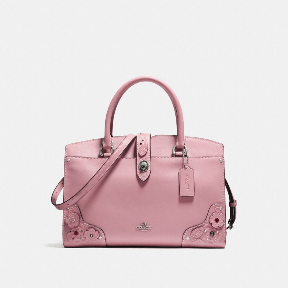 COACH F12031 Mercer Satchel 30 With Tea Rose And Tooling LIGHT ANTIQUE NICKEL/DUSTY ROSE