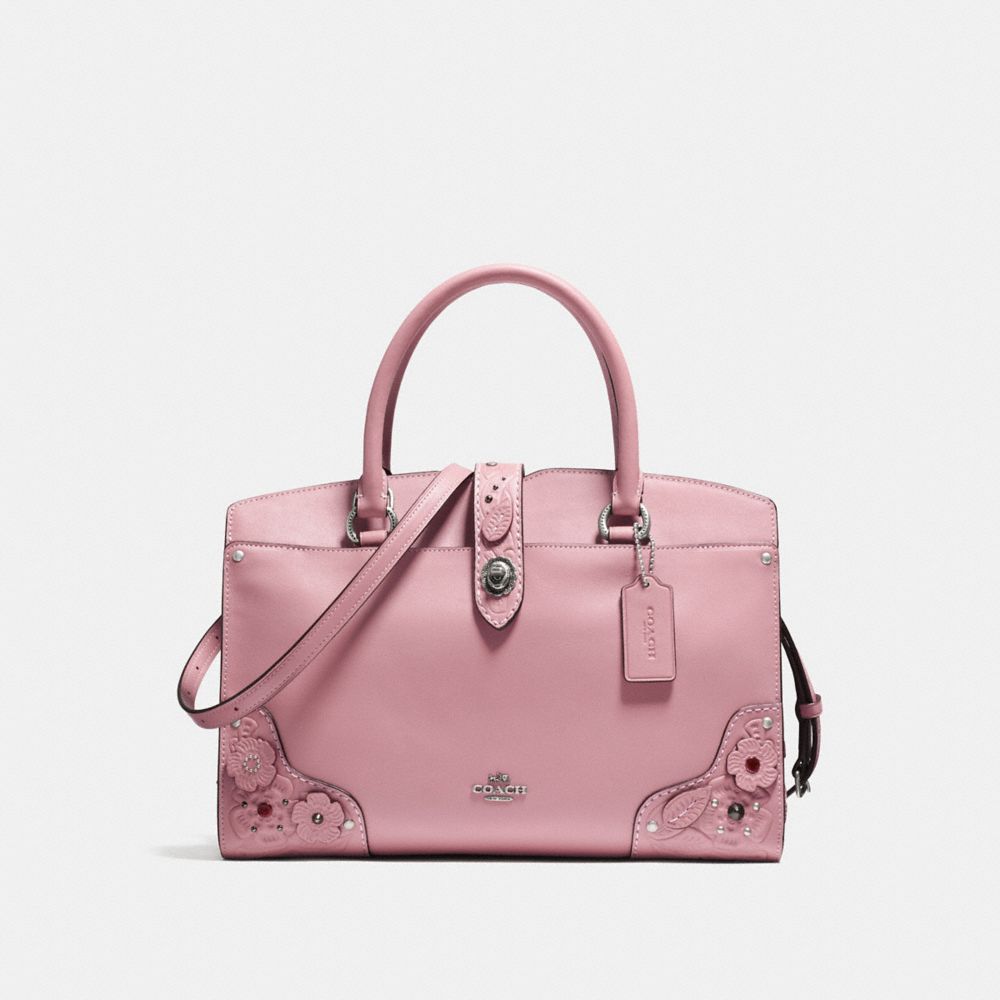 COACH f12031 MERCER SATCHEL 30 WITH TEA ROSE AND TOOLING LIGHT ANTIQUE NICKEL/DUSTY ROSE