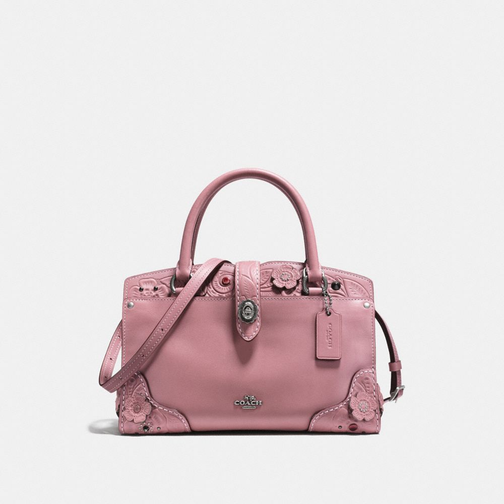 MERCER SATCHEL 24 WITH TEA ROSE TOOLING - COACH f12032 - DUSTY ROSE/LIGHT ANTIQUE NICKEL