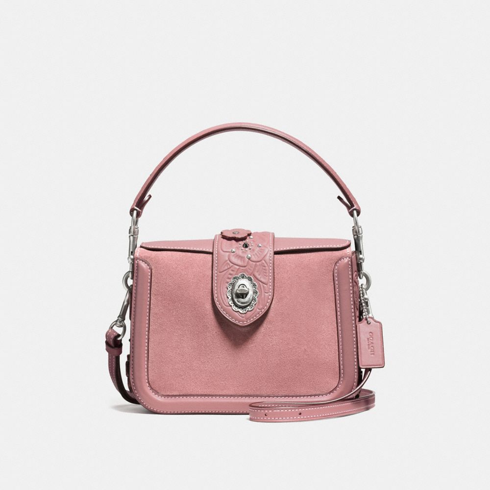 COACH F12033 Page Crossbody With Tea Rose Tooling LIGHT ANTIQUE NICKEL/DUSTY ROSE