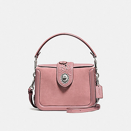 COACH f12033 PAGE CROSSBODY WITH TEA ROSE TOOLING LIGHT ANTIQUE NICKEL/DUSTY ROSE