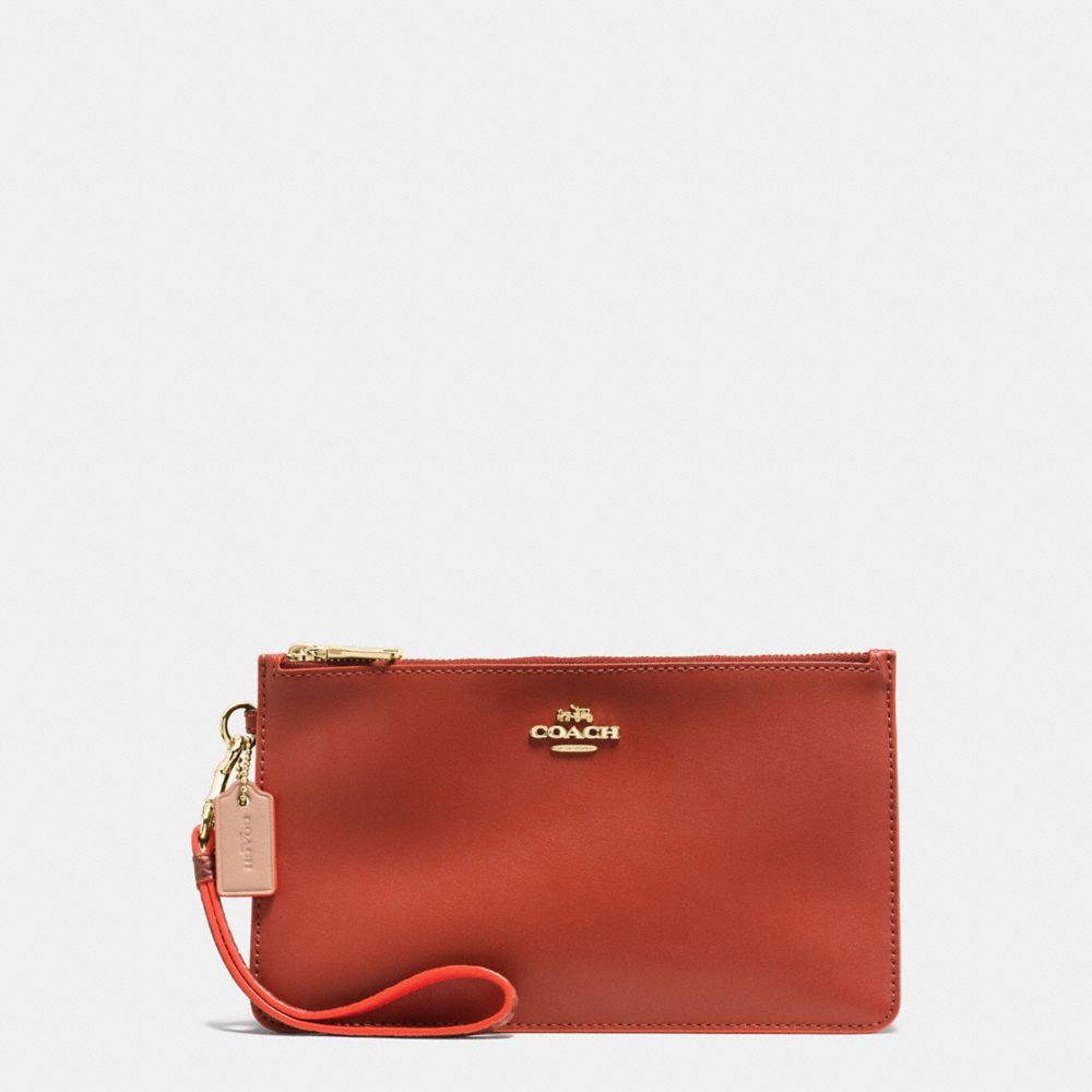 COACH CROSBY CLUTCH IN NATURAL REFINED LEATHER WITH PYTHON EMBOSSED LEATHER TRIM - IMITATION GOLD/TERRACOTTA MULTI - F12074