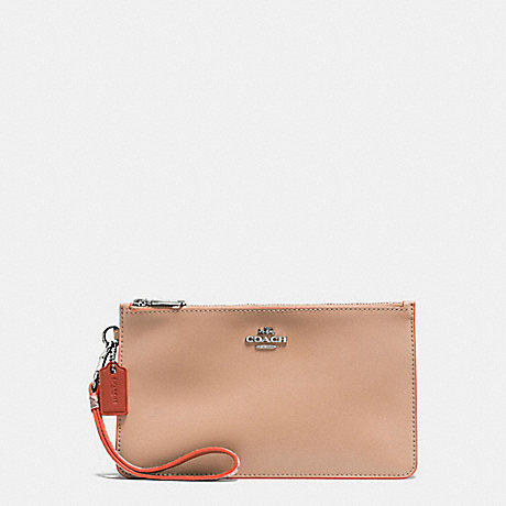 COACH CROSBY CLUTCH IN NATURAL REFINED LEATHER WITH PYTHON EMBOSSED LEATHER TRIM - SILVER/NUDE PINK MULTI - f12074