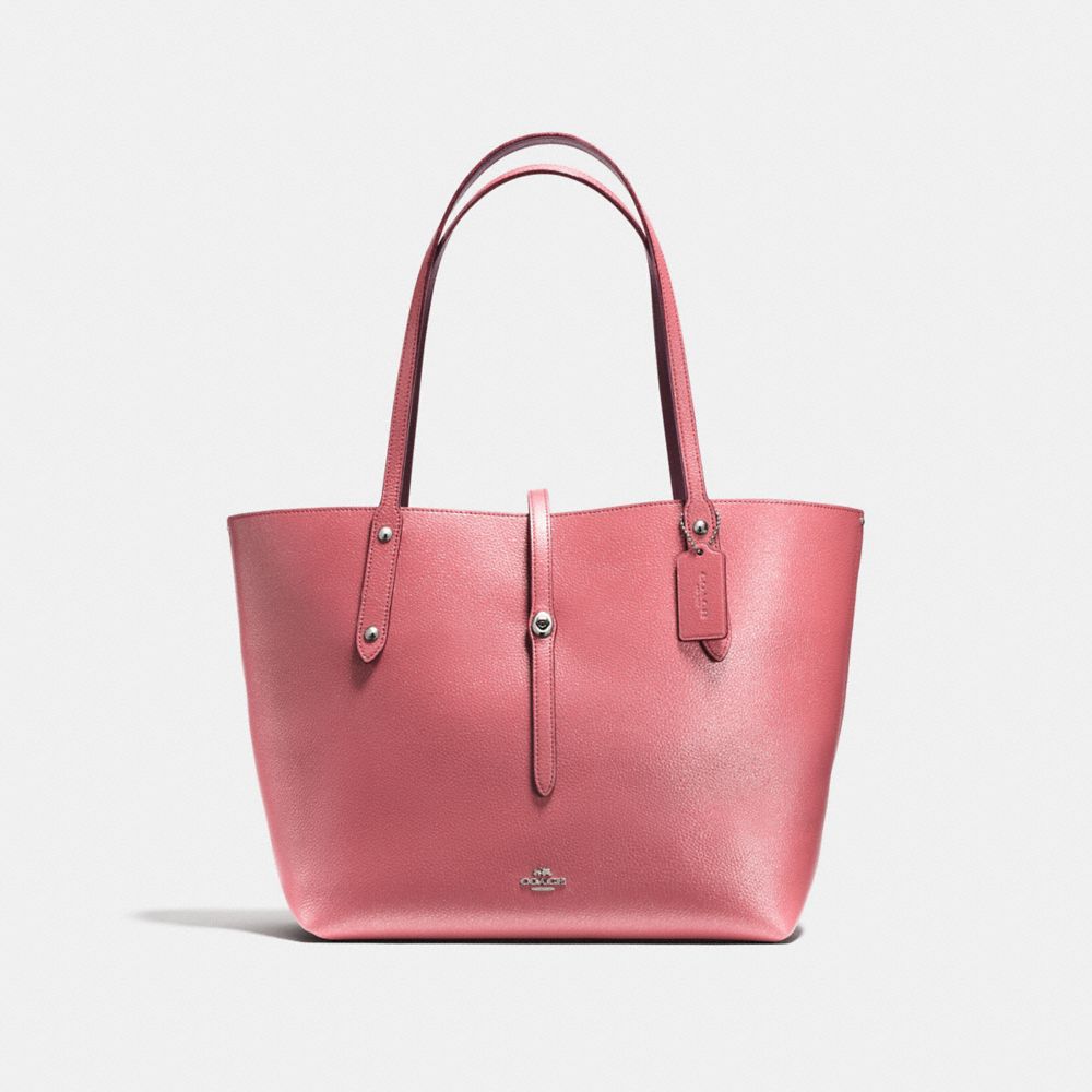 COACH F12077 MARKET TOTE IN GLITTER SV/GLITTER-ROSE-OXBLOOD