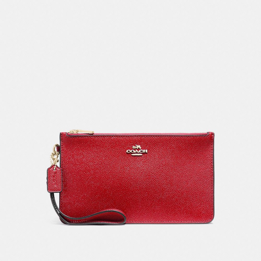 COACH F12081 Crosby Clutch In Crossgrain Leather LIGHT GOLD/TRUE RED