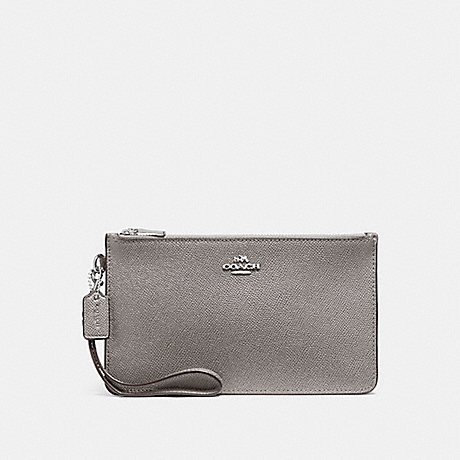 COACH F12081 CROSBY CLUTCH IN CROSSGRAIN LEATHER SILVER/HEATHER-GREY