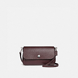 REVERSIBLE RUBY CROSSBODY IN CROSSGRAIN LEATHER - f12106 - SILVER/OXBLOOD