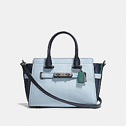 COACH SWAGGER 27 IN COLORBLOCK - COACH f12120 - DARK GUNMETAL/PALE BLUE