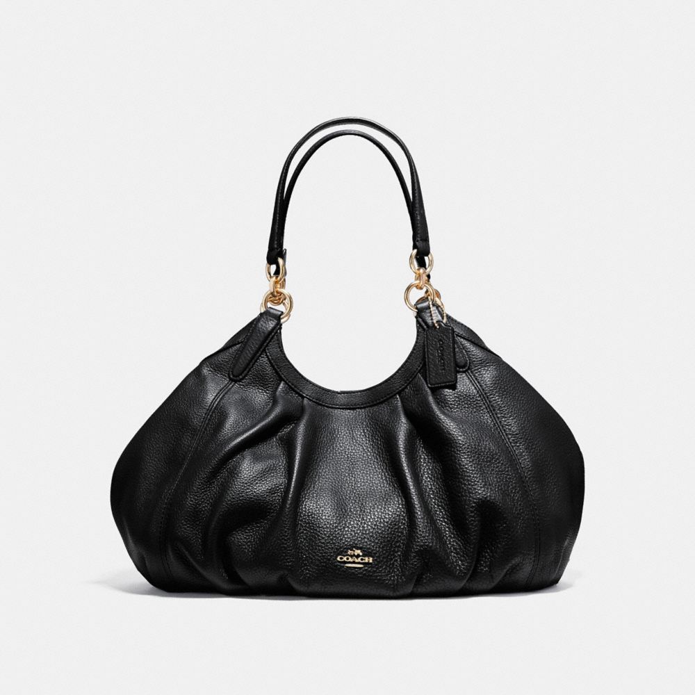 COACH F12155 LILY SHOULDER BAG IN REFINED NATURAL PEBBLE LEATHER LIGHT-GOLD/BLACK
