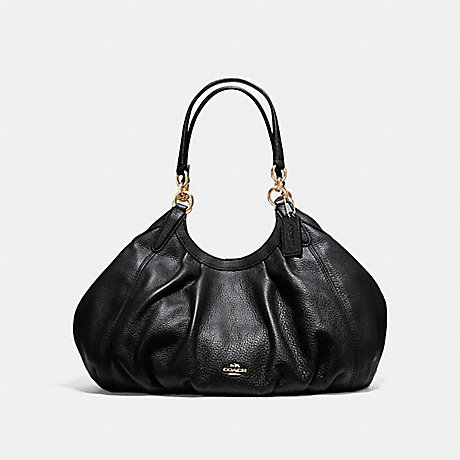 COACH LILY SHOULDER BAG IN REFINED NATURAL PEBBLE LEATHER - LIGHT GOLD/BLACK - f12155