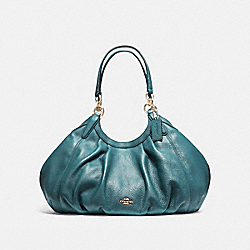 LILY SHOULDER BAG IN REFINED NATURAL PEBBLE LEATHER - f12155 - LIGHT GOLD/DARK TEAL