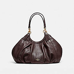 LILY SHOULDER BAG IN REFINED NATURAL PEBBLE LEATHER - f12155 - LIGHT GOLD/OXBLOOD 1