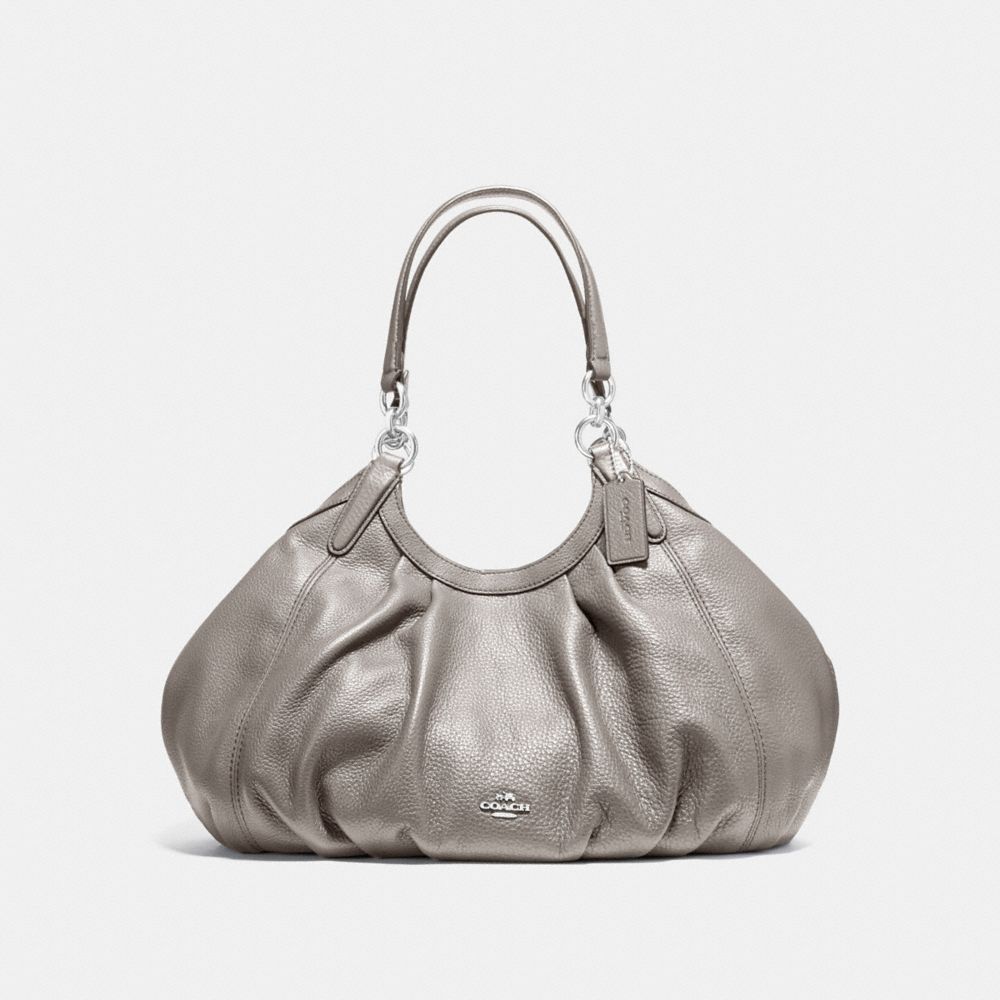 COACH F12155 LILY SHOULDER BAG IN REFINED NATURAL PEBBLE LEATHER SILVER/HEATHER-GREY