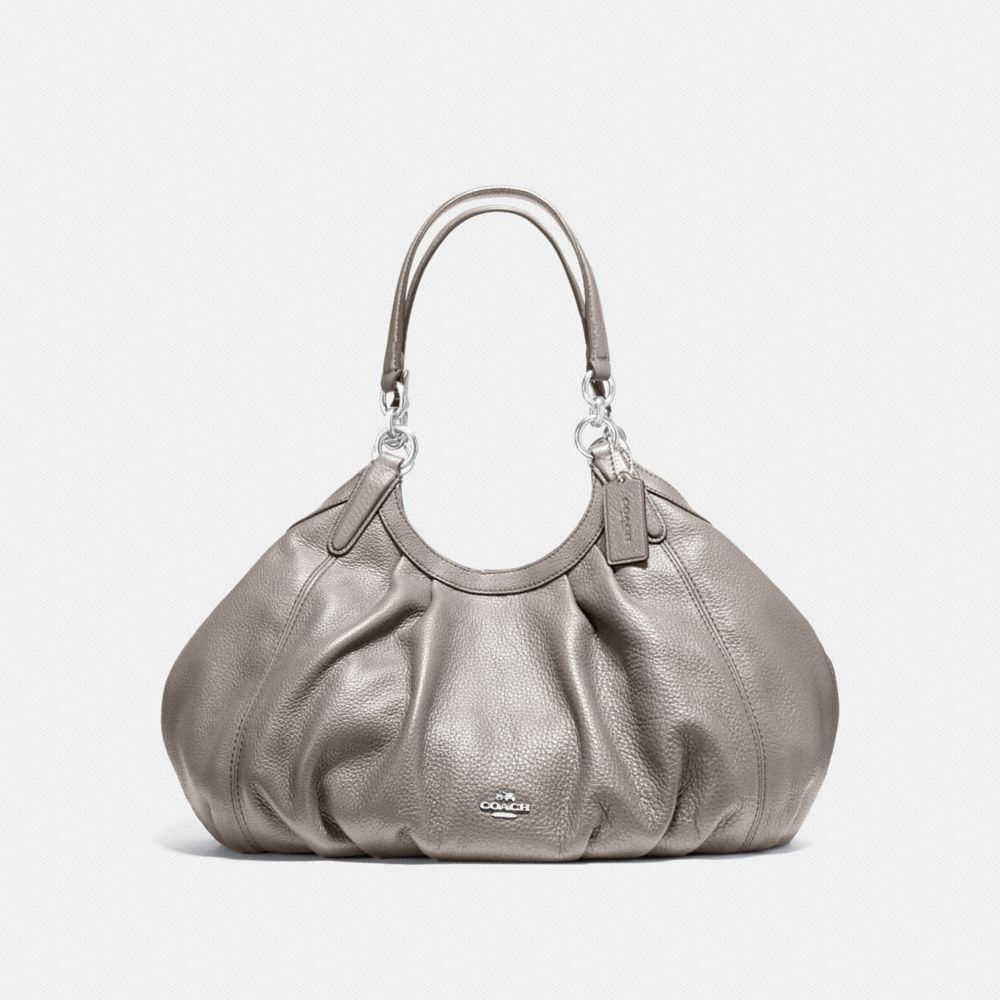 COACH LILY SHOULDER BAG IN REFINED NATURAL PEBBLE LEATHER - SILVER/HEATHER GREY - f12155