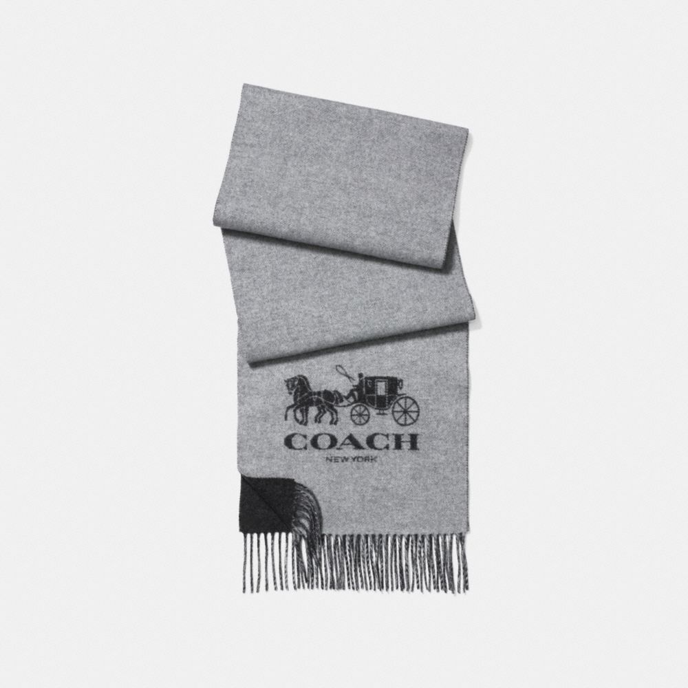 COACH SIGNATURE CASHMERE SCARF - CHARCOAL/GREY - F12166