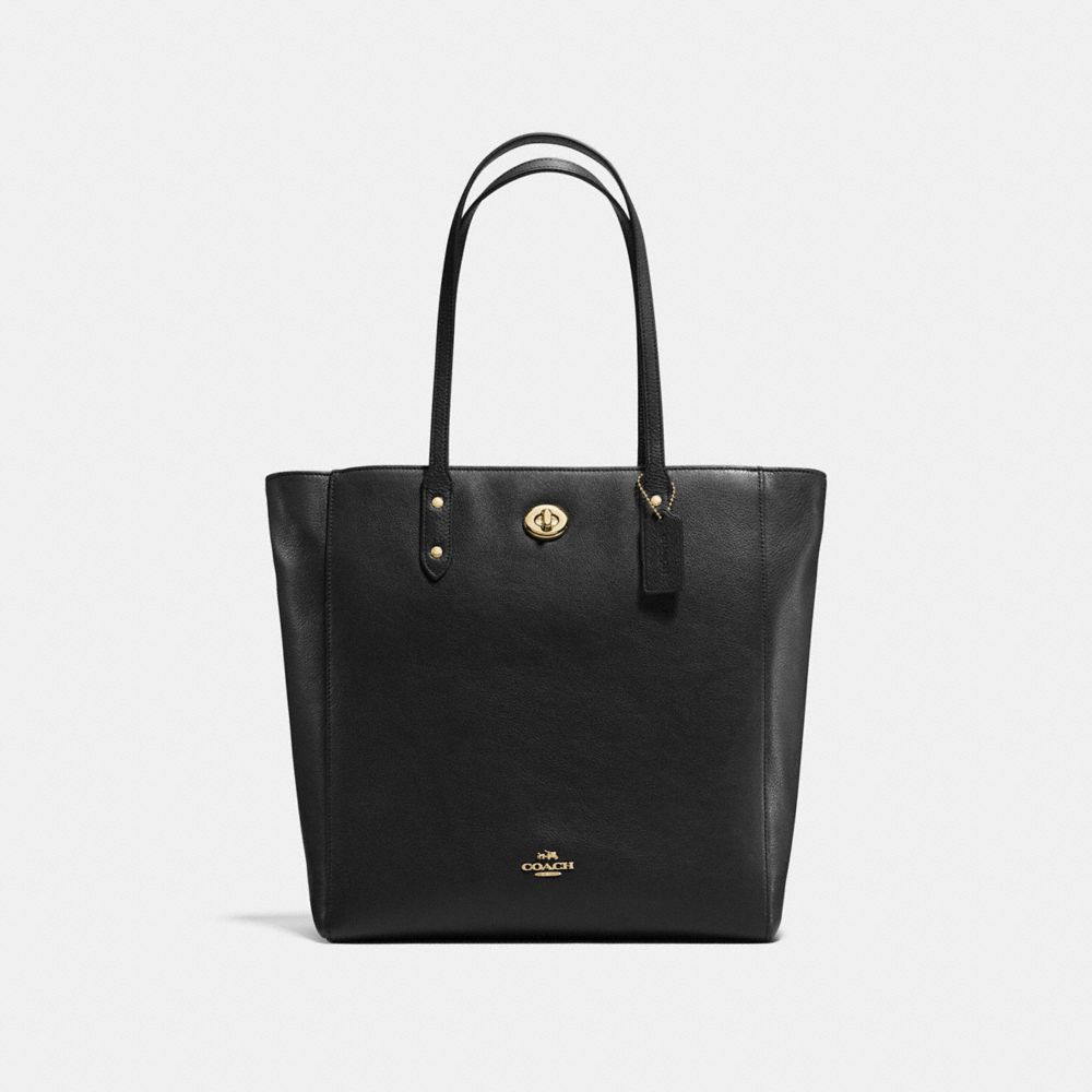 COACH F12184 Town Tote In Pebble Leather IMITATION GOLD/BLACK