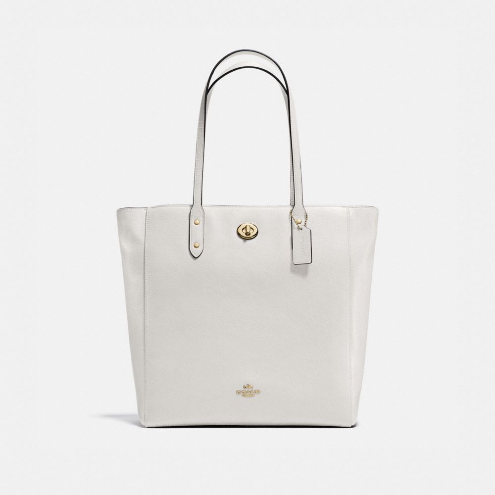 TOWN TOTE IN PEBBLE LEATHER - f12184 - IMITATION GOLD/CHALK