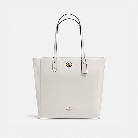COACH f12184 TOWN TOTE IN PEBBLE LEATHER IMITATION GOLD/CHALK