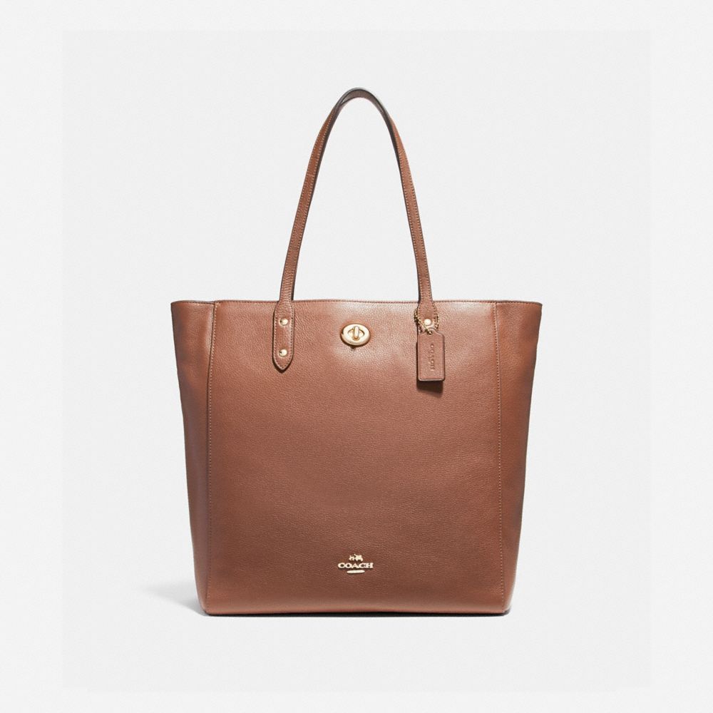 TOWN TOTE - f12184 - IMITATION GOLD/SADDLE 2