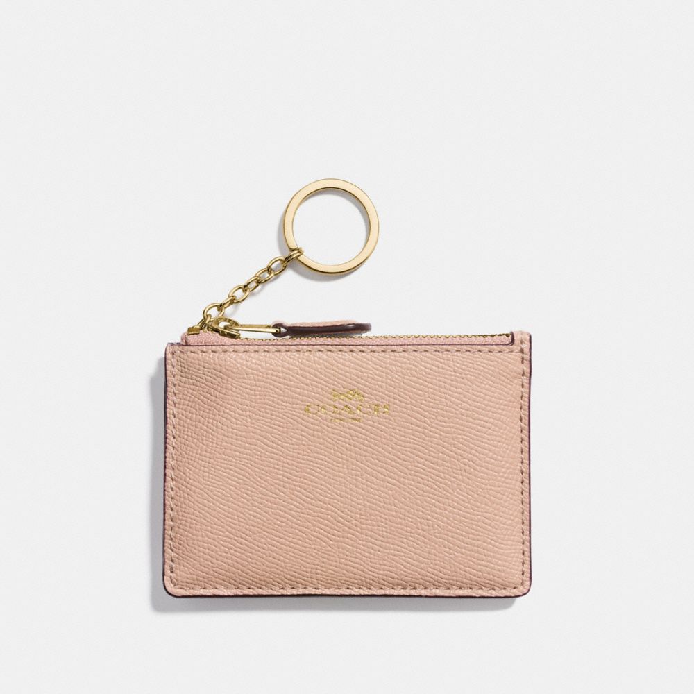 COACH MINI SKINNY ID CASE IN CROSSGRAIN LEATHER - IMITATION GOLD/NUDE PINK - f12186