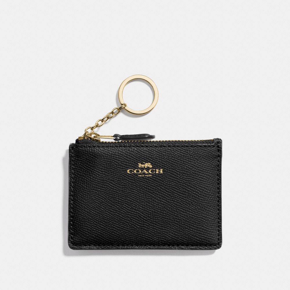 COACH f12186 MINI SKINNY ID CASE IN CROSSGRAIN LEATHER IMITATION GOLD/BLACK