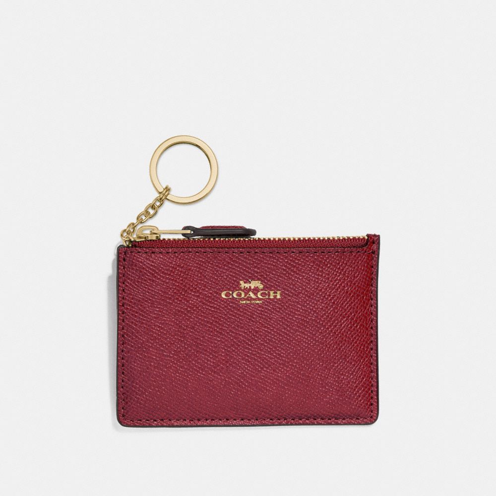 COACH MINI SKINNY ID CASE - CHERRY /LIGHT GOLD - F12186