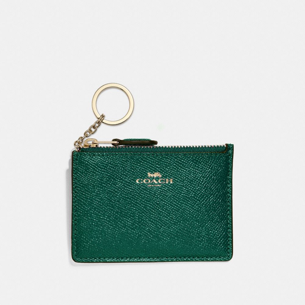 COACH MINI SKINNY ID CASE - DARK TURQUOISE/LIGHT GOLD - F12186