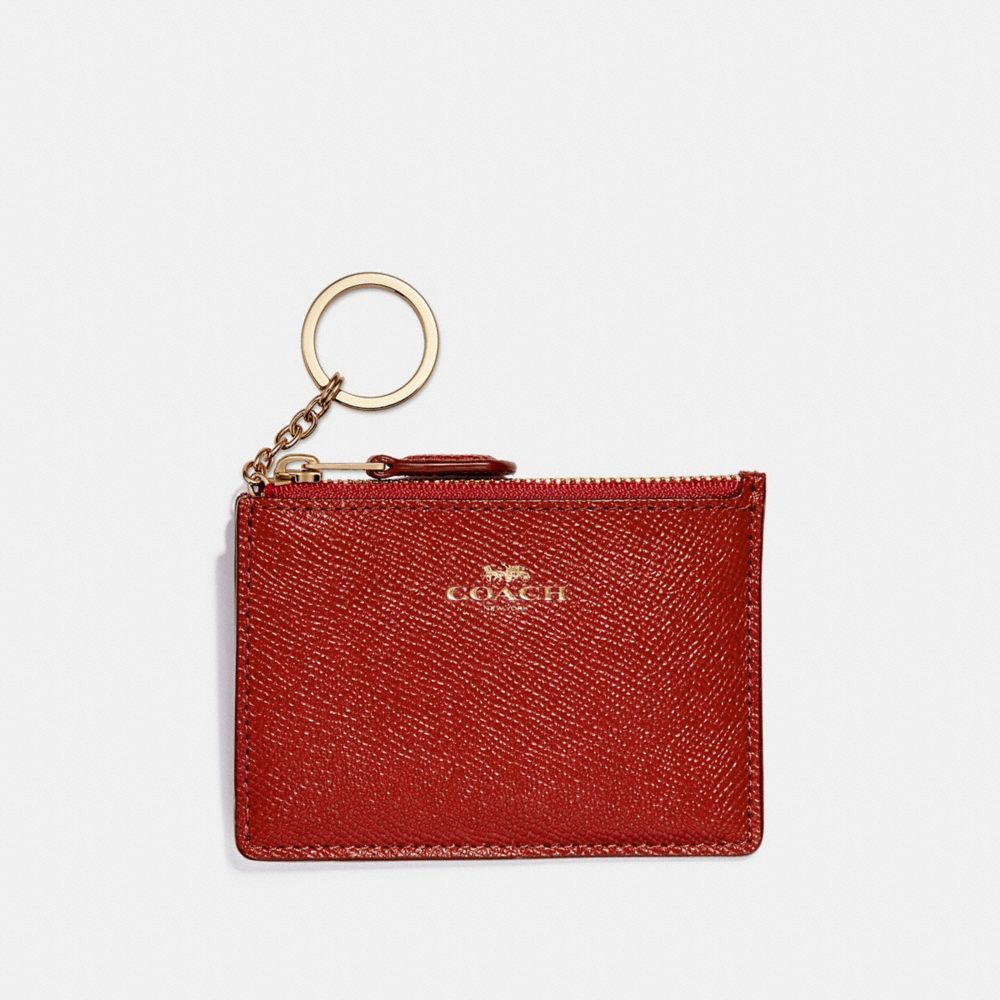 COACH F12186 Mini Skinny Id Case LIGHT GOLD/DARK RED