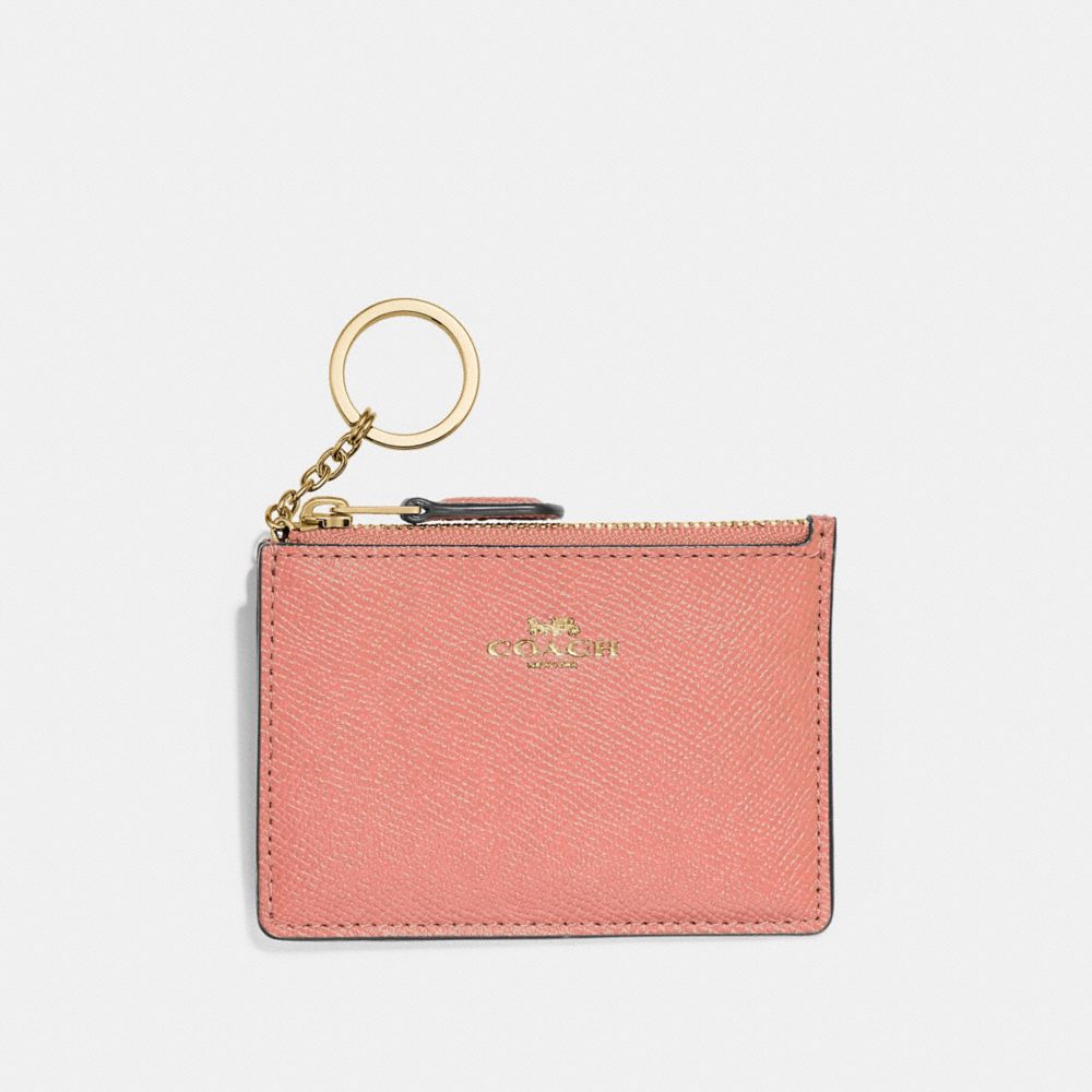 MINI SKINNY ID CASE - F12186 - LIGHT CORAL/GOLD