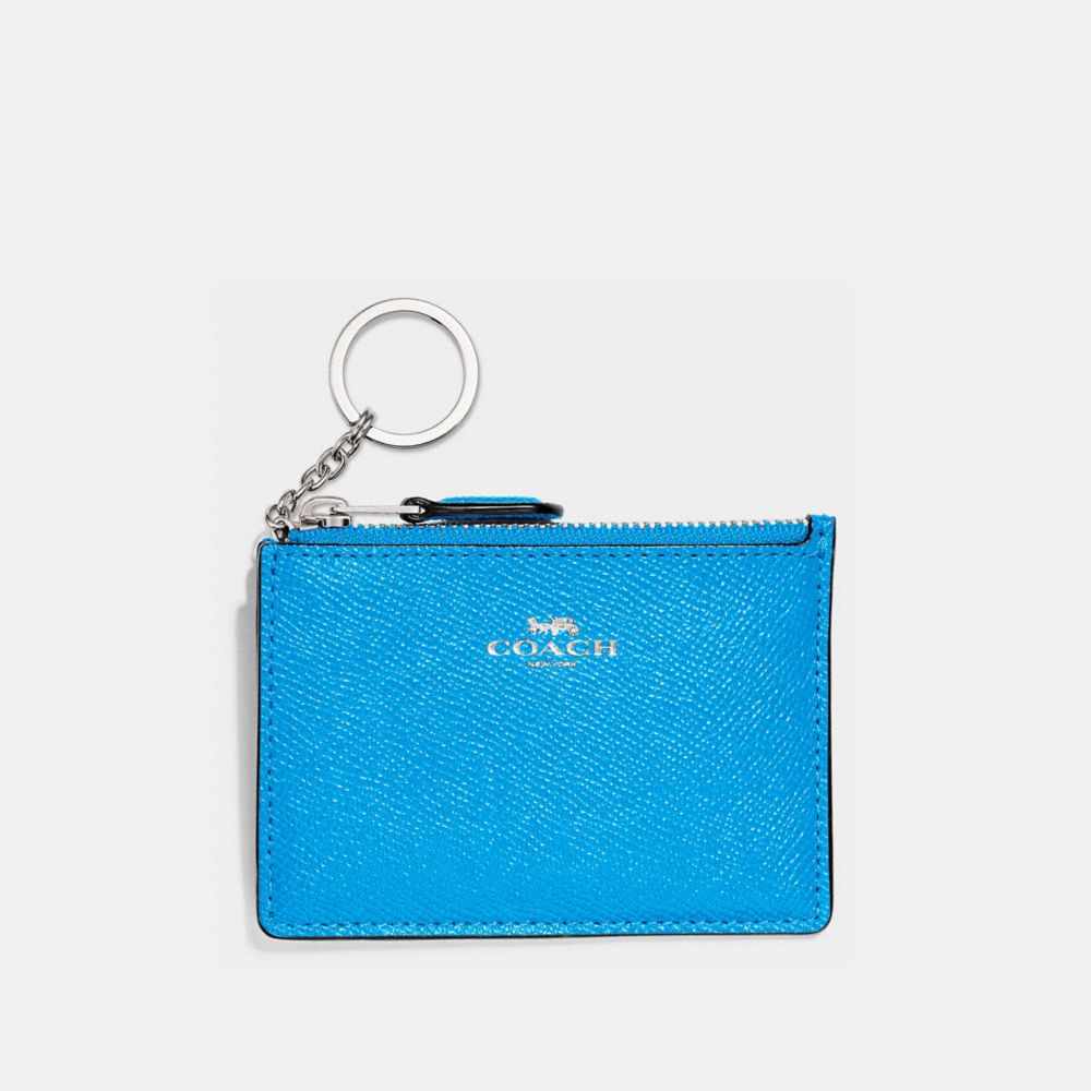 COACH f12186 MINI SKINNY ID CASE BRIGHT BLUE/SILVER