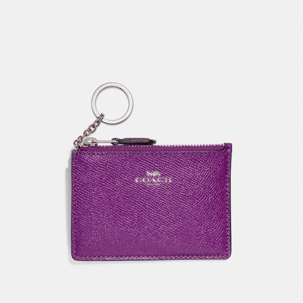 COACH f12186 MINI SKINNY ID CASE SILVER/BERRY