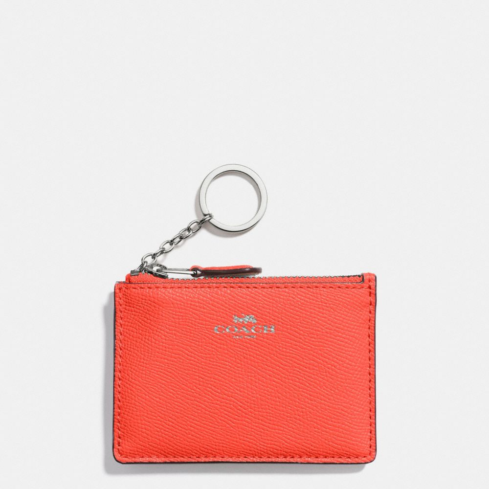 COACH F12186 Mini Skinny Id Case In Crossgrain Leather SILVER/BRIGHT ORANGE