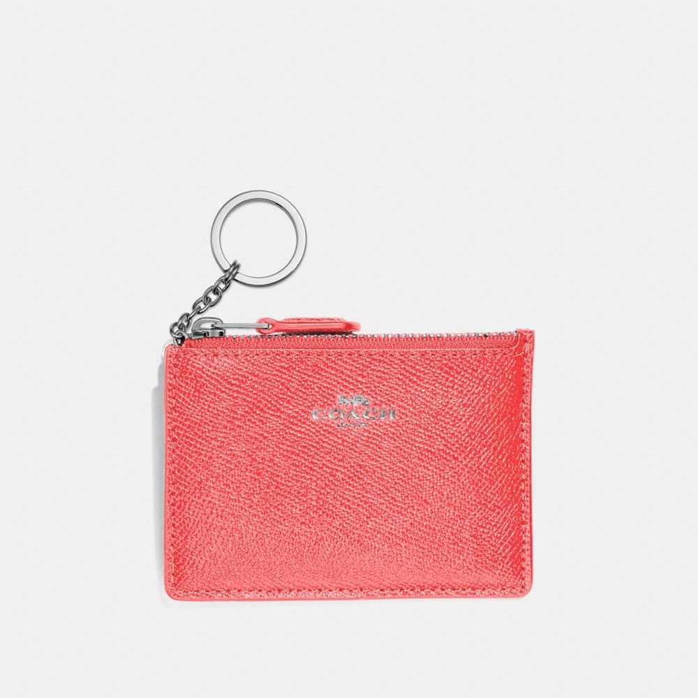 COACH MINI SKINNY ID CASE - CORAL/SILVER - F12186