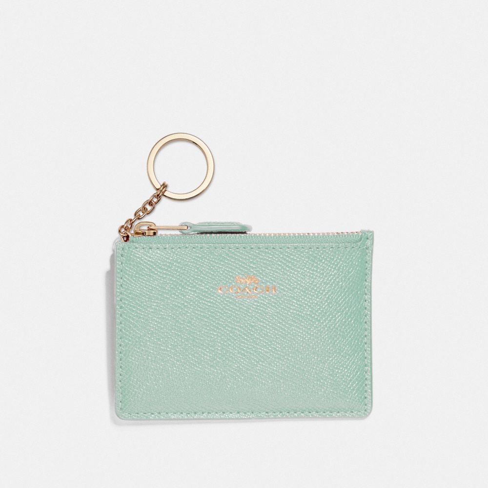 COACH F12186 MINI SKINNY ID CASE SILVER/SEA-GREEN