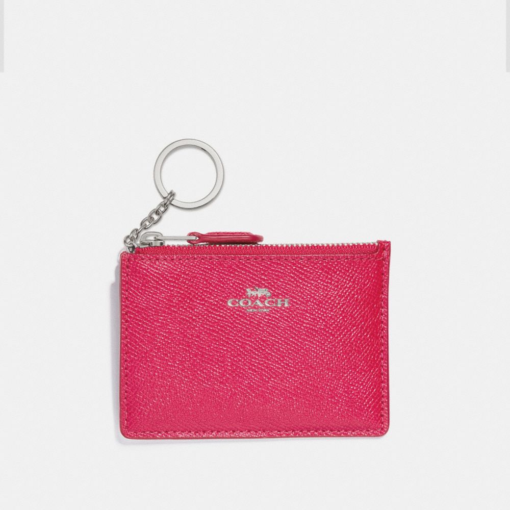 MINI SKINNY ID CASE - COACH f12186 - SILVER/MAGENTA