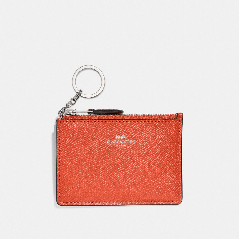 MINI SKINNY ID CASE - f12186 - ORANGE RED/SILVER