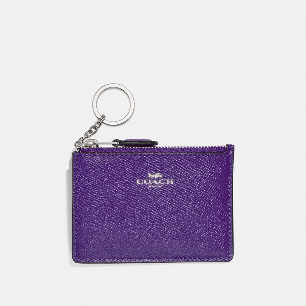 COACH f12186 MINI SKINNY ID CASE SILVER/VIOLET