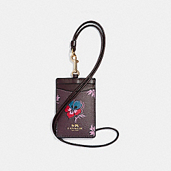 ID LANYARD IN WILDFLOWER PRINT COATED CANVAS - COACH f12554 - LIGHT GOLD/OXBLOOD 1