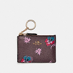 COACH F12555 - MINI SKINNY ID CASE IN WILDFLOWER PRINT COATED CANVAS LIGHT GOLD/OXBLOOD 1