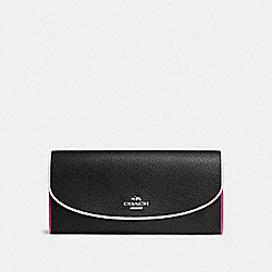 COACH F12586 Slim Envelope Wallet In Polished Pebble Leather SILVER/BLACK MULTI