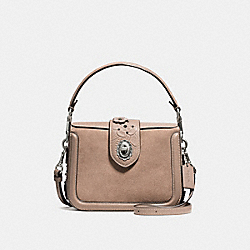 COACH F12588 Page Crossbody With Painted Tea Rose Tooling LIGHT ANTIQUE NICKEL/STONE MULTI