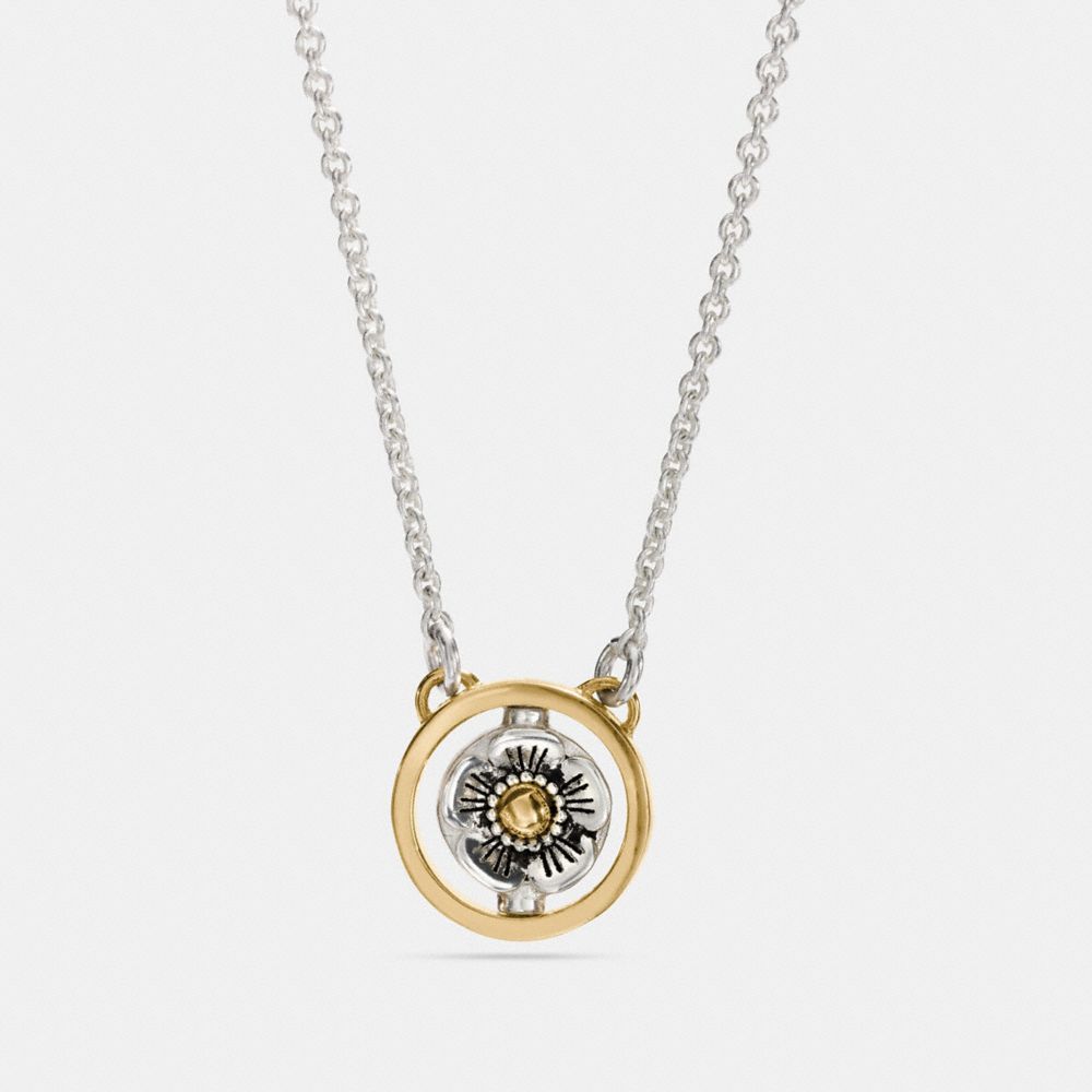 COACH F12591 Demi-fine Spinning Tea Rose Signature Necklace GOLD
