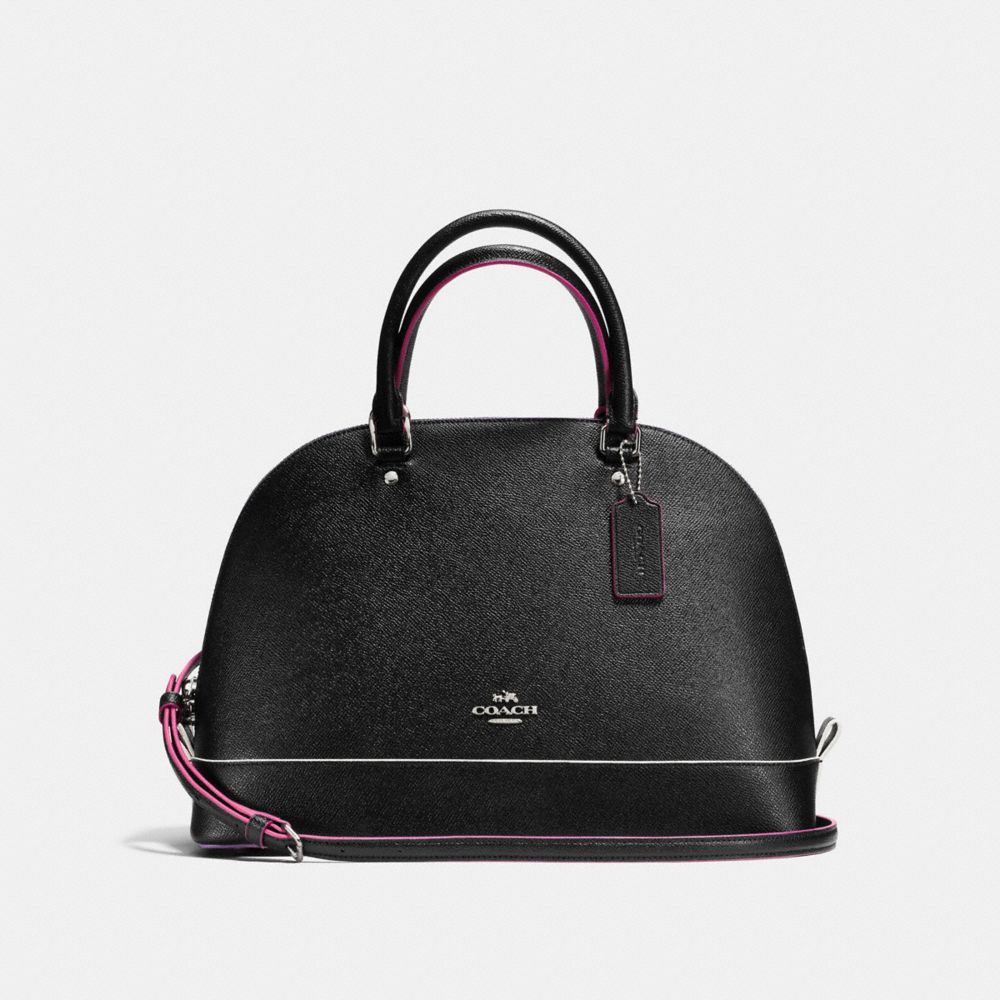 COACH F13000 Sierra Satchel In Crossgrain Leather With Multi Edgepaint SILVER/BLACK MULTI