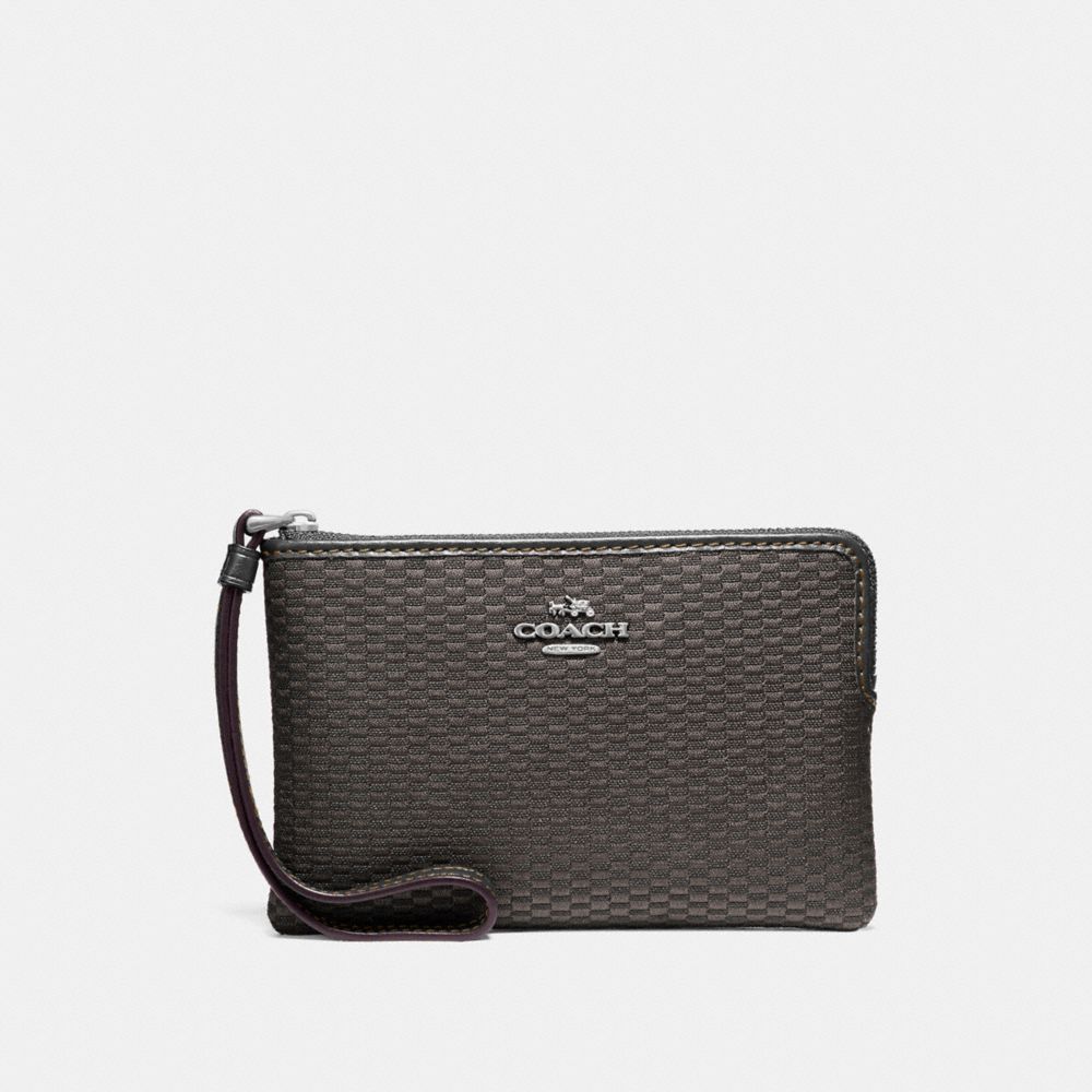 CORNER ZIP WRISTLET IN LEGACY JACQUARD - SILVER/GREY/BLACK - COACH F13311