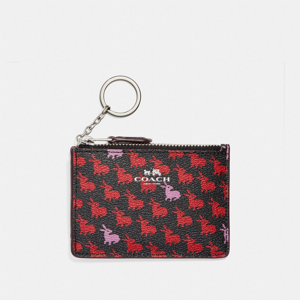 COACH F13520 - MINI SKINNY ID CASE IN BUNNY PRINT COATED CANVAS SILVER/BLACK MULTI