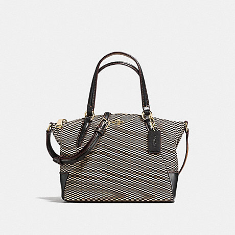 COACH f13524 MINI KELSEY SATCHEL IN LEGACY JACQUARD LIGHT GOLD/MILK